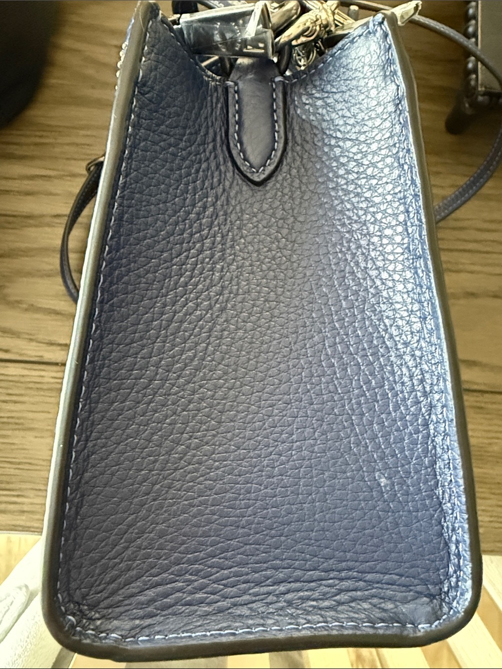 Coach Navy Perforated Signature Leather Satchel with Star Charm - Picture 6 of 13